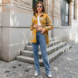 Woolen Plaid Pocket Long Coat
