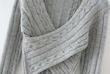 Grey Twist Knit Sweater
