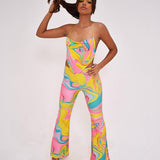 Flower Print Contrast Pants