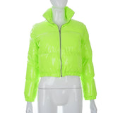 Zip Mirror Leather Warm Quilted Jacket