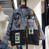 Cloth Stitching Denim Mid-length Jacket