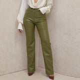 Straight Leg Leather Pants