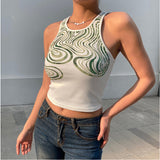 Sexy Corrugated Print Sleeveless Top