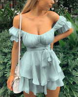 Light Blue Commuter Short Dress