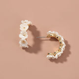 Resin White Flower Type C Stud Fashion