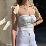 Slim-fit Lace-up Top Halter Chiffon Sling