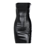 Sexy Halter PU Tube Top Dress