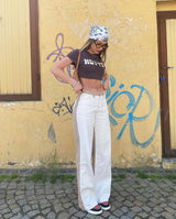 Two Tone Temperament Straight Leg Trousers