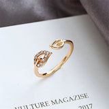Love Ring Leaf Rhinestone