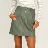 Leather short skirt solid color