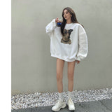 Loose Round Neck Pullover Print Sweatshirt