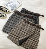 Plaid anti light high waist A-line skirt
