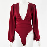 Women's sexy long-sleeved bodysuit