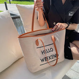 Canvas Fashion Printed Letters Large Capacity Shoulder Bag