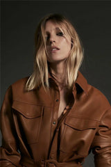 Stitching Faux Leather Jacket