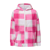 Woolen Multicolor Hooded Zipper Warm Blouse