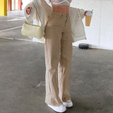 Wide-legged All-match Khaki Casual Trousers