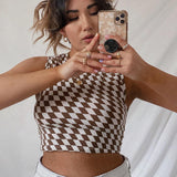 Summer V-Neck Print Slim Top