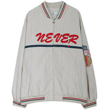 Thin Light Gray Baseball Uniform Jacket
