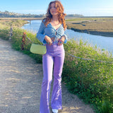 Purple High Waist Hip Flare Casual Pants
