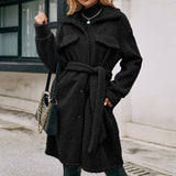 Single-breasted Plush Trench Coat