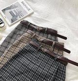 Plaid anti light high waist A-line skirt