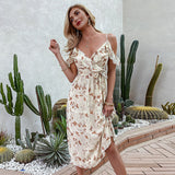 Off Shoulder Floral Print Summer Dress