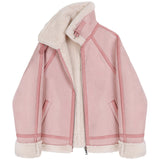 Loose Faux Lamb Wool Motorcycle Jacket