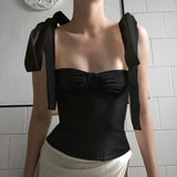 Slim-fit Lace-up Top Halter Chiffon Sling