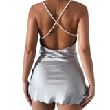 Sexy Pearl Sling Dress With Backpack