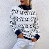 Half High Neck Christmas Snowflake Sweater