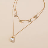 Freshwater Pearl Butterfly Multi-layer Necklace