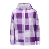 Woolen Multicolor Hooded Zipper Warm Blouse