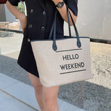 Canvas Fashion Printed Letters Large Capacity Shoulder Bag