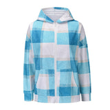 Woolen Multicolor Hooded Zipper Warm Blouse