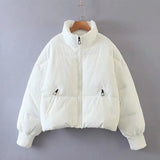 Stand-up Collar Zipper Pocket Padded Jacket
