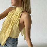 Temperament Halter Chiffon Solid Color
