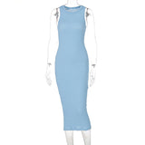 Casual Knitted Sleeveless Round Neck Dress