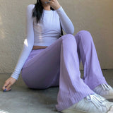 High-waist Micro-cut Stretch Casual Trousers