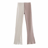 Sexy Color Matching Skinny Flared Pants