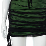 Sling Wrap Breast Mesh Panel Short Dress