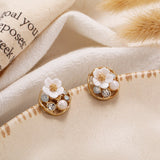 Pearl Zircon Literary Retro Earrings