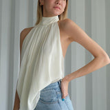 Temperament Halter Chiffon Solid Color