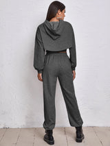 Sports Drawstring Hoodie Loose Three-Piece Suit