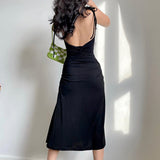 Black Sexy Big Halter Strap Dress