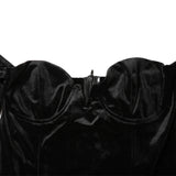 Waist Suede Flared Sleeve Wrap Chest Hepburn Dress