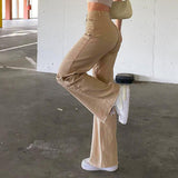 Wide-legged All-match Khaki Casual Trousers