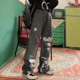Spoof abstract character print jeans