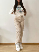 Pantalon cargo beige