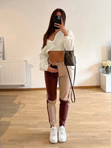 Jean patchwork brun